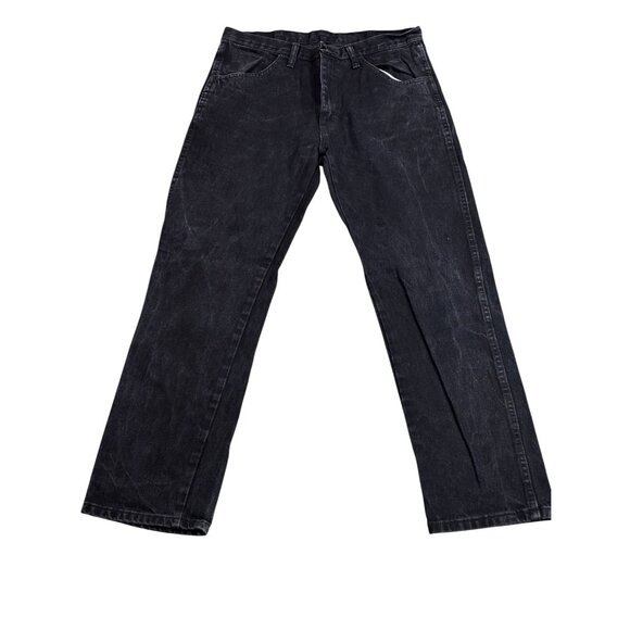 Rustler Mens Black Denim Jeans 34x30 Straight Leg 100% Cotton Made In Nicaragua - Picture 1 of 10